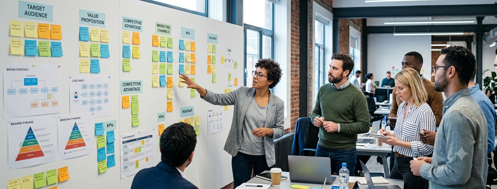BrandIQ team working through a brand strategy session